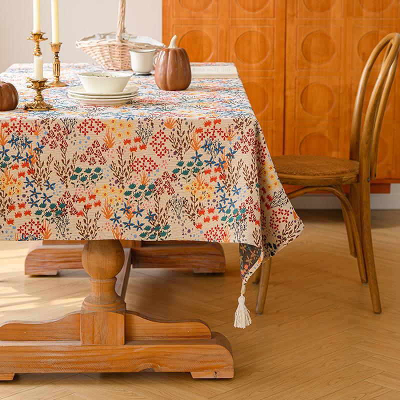 Floral Fabric Tablecloth, High-End Thickened Jacquard Dining Table Cloth, Coffee Table Cloth, Rectangular Tablecloth Cover Towel 60*60cm