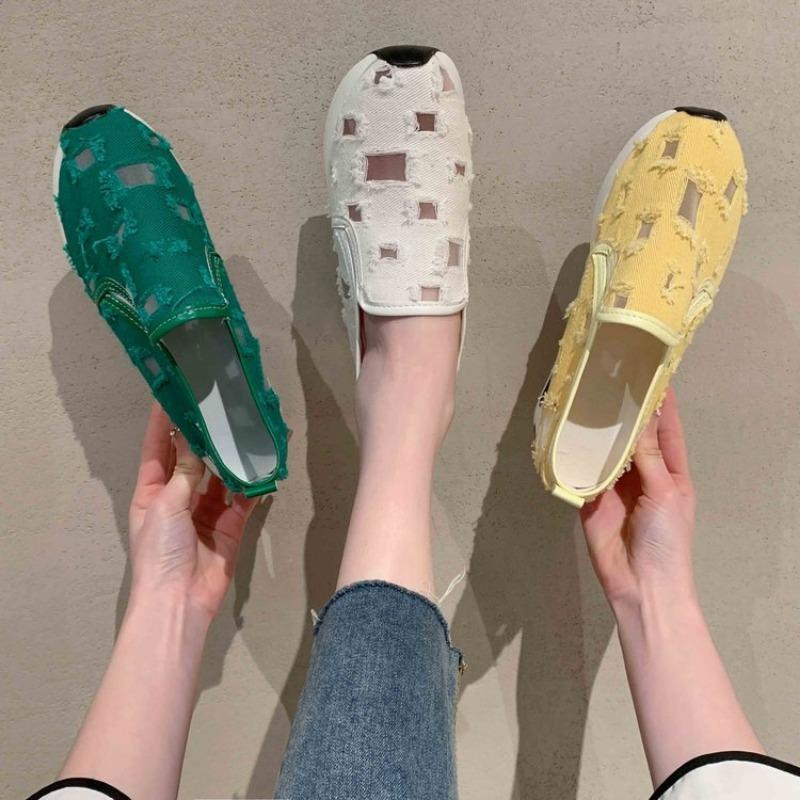 Damen Große Größen Atmungsaktive Innen-Höhenverstellende Einzelne Schuhe Sommer Neu Lässig Ein-Pedal Loafer