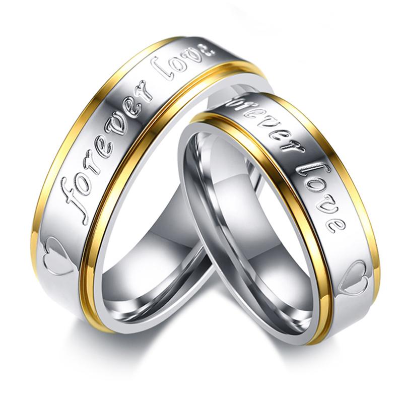 

Очаровательное кольцо для пары Forever Love с надписью из нержавеющей стали, мужское кольцо/женское кольцо, обручальные кольца на День святого Валентина, подарок