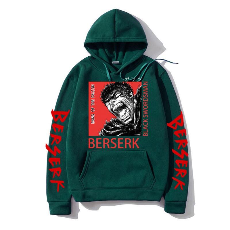 Berserk Anime Hooded Fleece Sweatshirt Men Women Loose Fit Streetwear Pullover Casual Sportswear