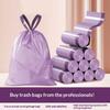10 Rolls Purple Drawstring Trash Bags Thick Leak Proof Disposable For Kitchen Bathroom Home Trash Cans
