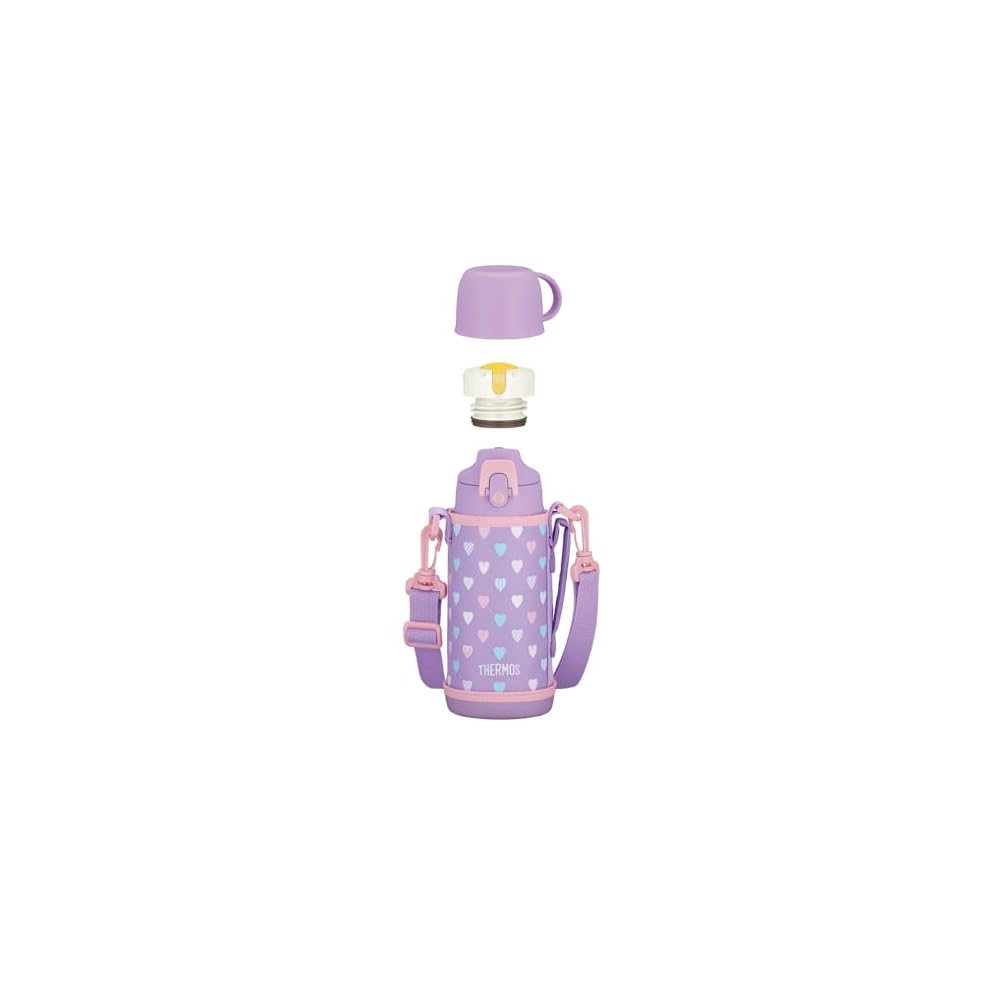 Thermos Vacuum Insulated 2-Way Water Bottle, 0.6L/0.63L, Purple Pink, Direct Drinking, with Cup,