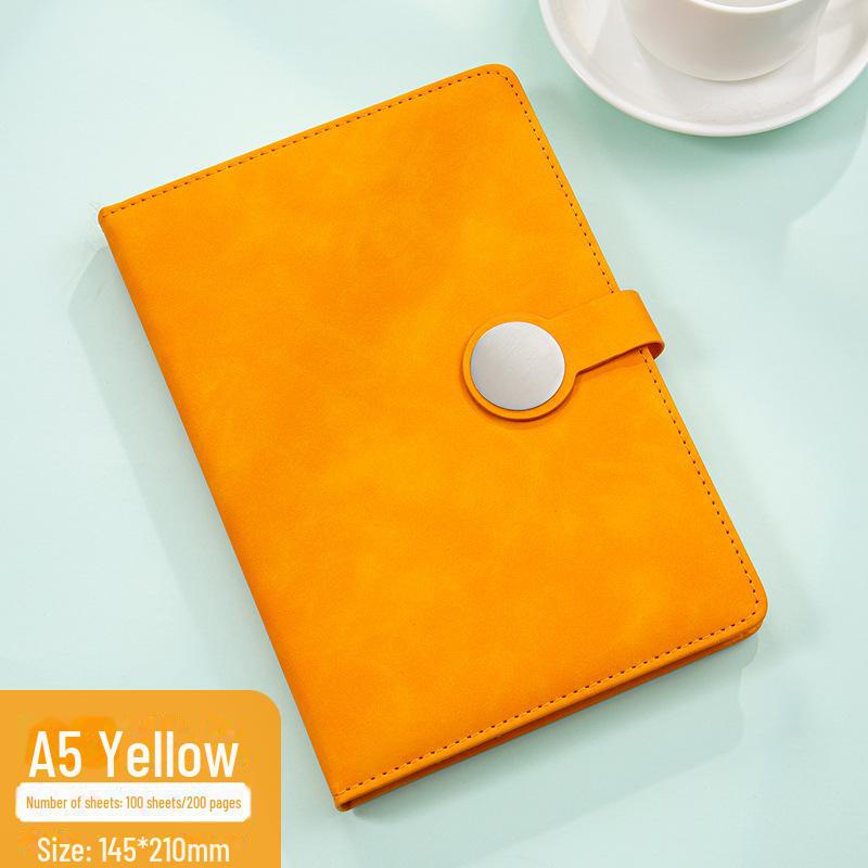 Set de regalo de cuaderno retro de alta gama: Incluye bloc de notas con hebilla redonda, manual, unidad USB y cierre magnético para reuniones de negocios.