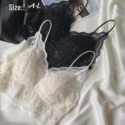 6252 Elegantes florales Spitzen-Bandeau ohne Rücken mit dünnen Trägern – Bügellose Damenunterwäsche