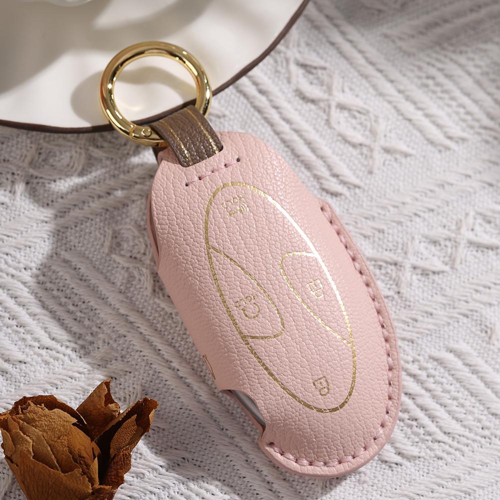 5 7 Bottons Leather Car Key Case Fob Cover For Hyundai Ionic 6 Grandeur Gn7 Kona Ev Accessories