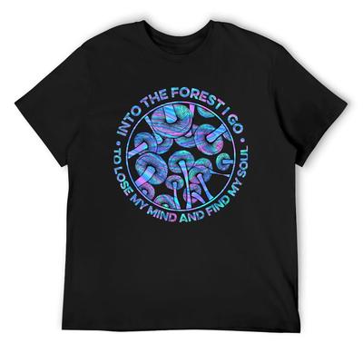 Mushroom Into the Forest I Go To Lose My Mind and Find My Soul T-Shirt Cute Tops Boys Animal Print Plain Customs T Shirts Men