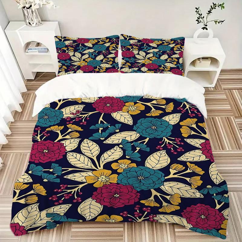 3pcs Floral Pattern Bedding Set, Includes Without Pillow Inserts, Soft Comfortable Bedding Set,All-Season Use A0924054