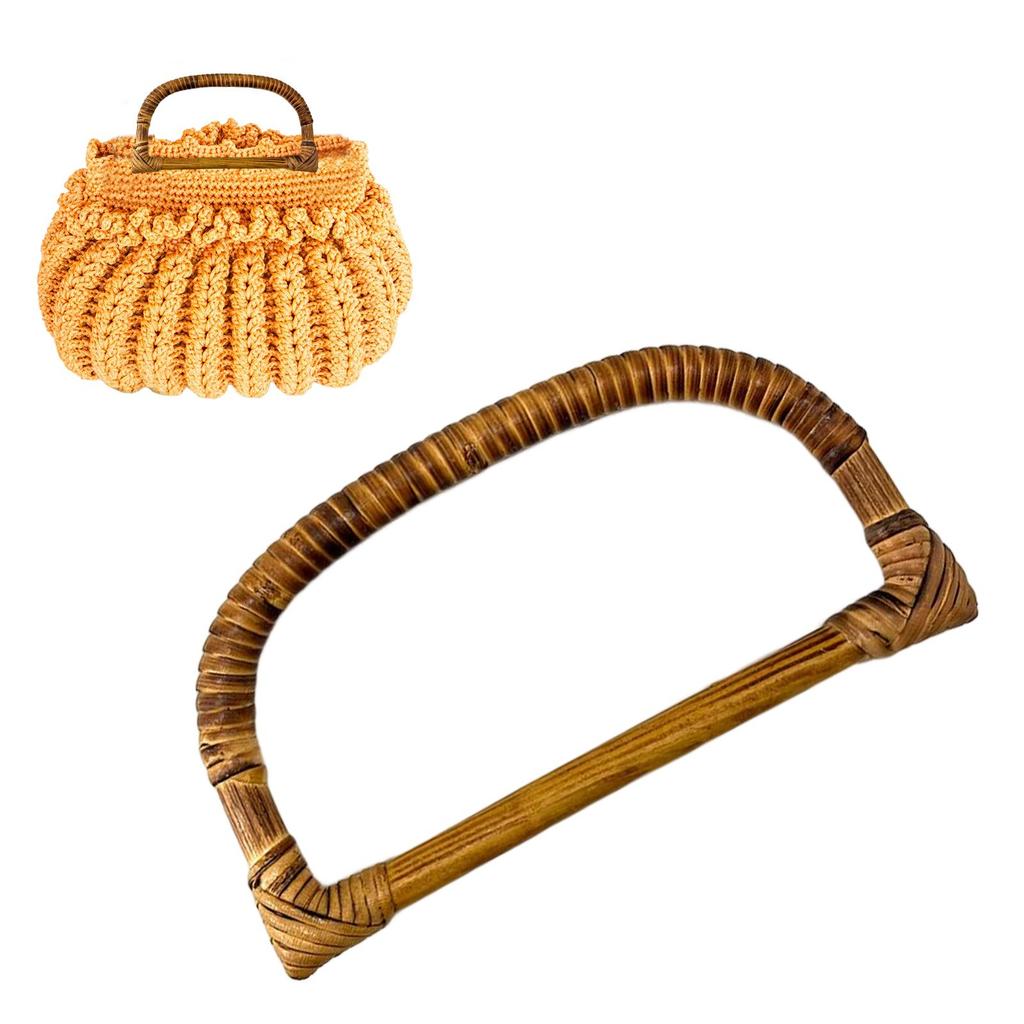 2xBamboo Bag Handle Replacement, Bamboo Handbag Purse Handle, D Shape Purse