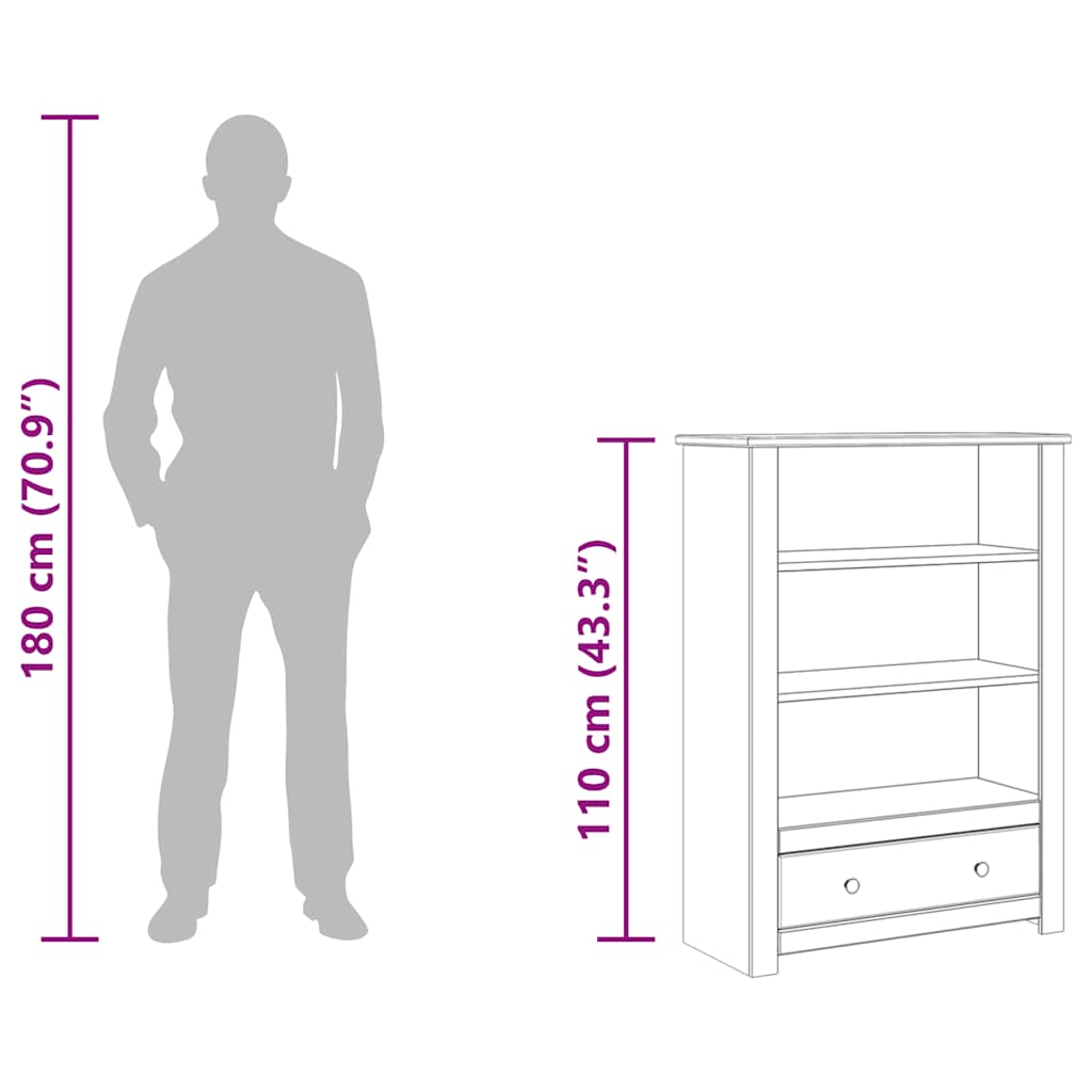 Bookshelf White 80 x 35 x 110 cm Solid Pine Wood (Panama Pine)