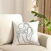 Simple Black White Couple Line Cushion Cover Reversible Plush Pillow Cover Soft Fluffy Home Decor for Sofa Bedroom