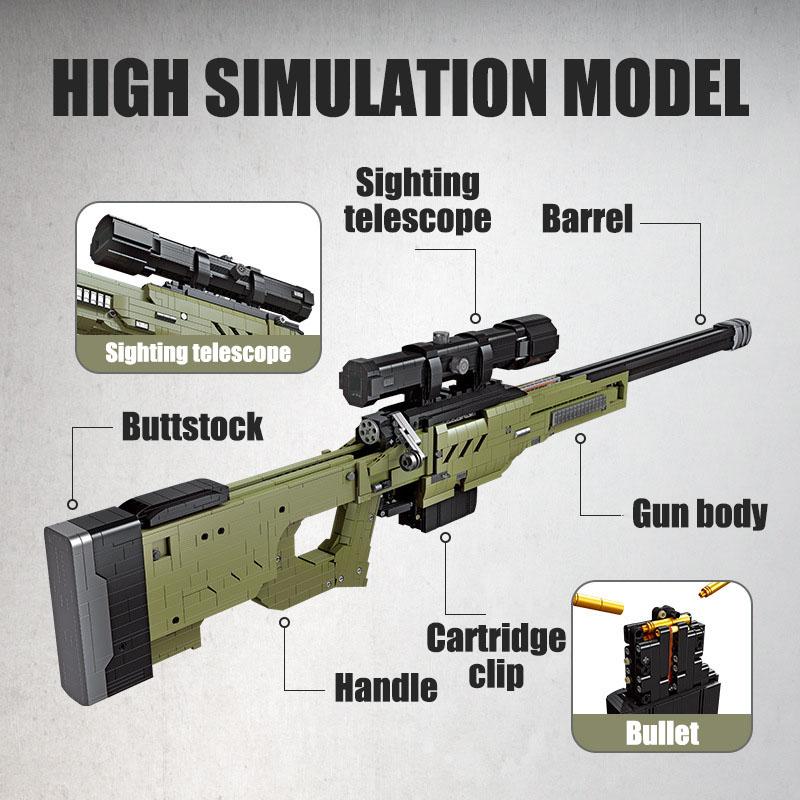 Military Series 2395pcs AWM Sniper Rifle Weapon Building Blocks MOC Modern Gun Bricks Toys For Children Boys Gifts