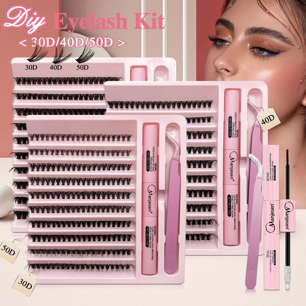 DIY Lashes Extension Kit Eyelashes 200 PCS Clusters Lash Bond and Seal Makeup Tools for Gluing Lashes Gluing Glue Accessories