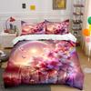 Ensemble de housse de couette Sakura onirique avec arc-en-ciel vibrant avec design d'impression 3D Ensemble de literie douce en polyester Confort toutes saisons