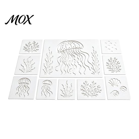 Ocean Theme Art Supplies for Adults Stencil Set, Sea Animal Wall Stencil, Plastic Octopus Mural Easy Alignment Crafting Sheets Stencils Painting Large
