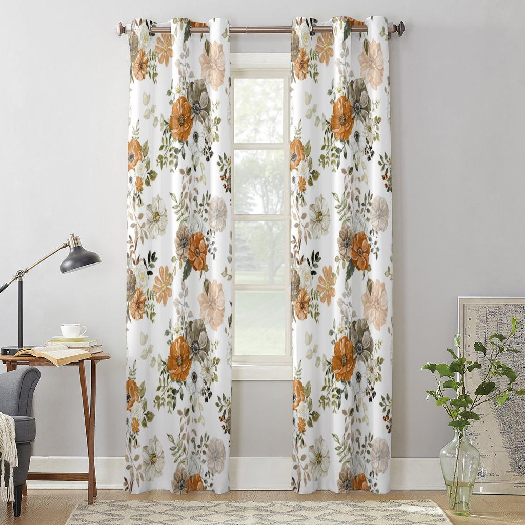 Herbstblume Eukalyptusblatt Textur Vorhänge für Schlafzimmer Wohnzimmer Fensterdekorationen Jalousien Küchendekor Vorhänge