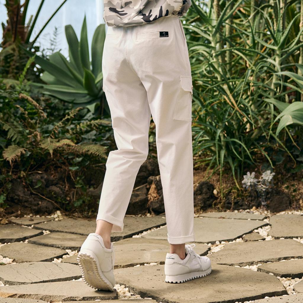 CHALLENGER Women'S Single-Pleat Semi-Baggy Cargo Pants White