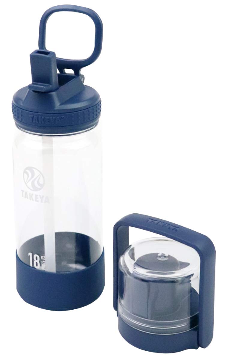 

Official Takeya Kids Clear Bottle 520ml Bundle Set with Straw Cup Go TAKEYA Carry and Silicone Direct Drinking Water Bottle with Perfect for темно-синий