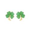 High-Grade Cat's Eye Four-Leaf Clover Earrings Sweet And Stylish Small Versatile And Elegant Ladies Exquisite Popular Earrings