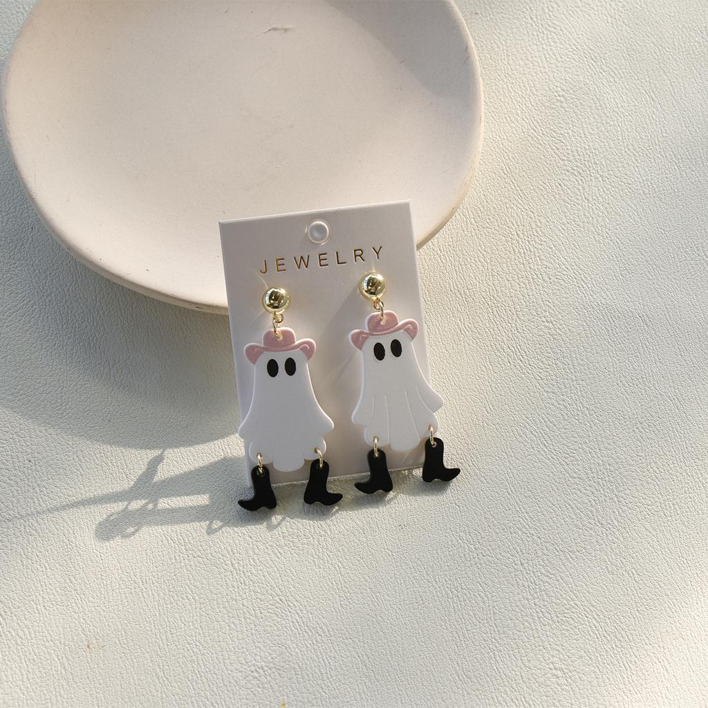 Creative Halloween Ghost Pumpkin Dangle Earrings for Women Lightweight Cartoon Bat Cat Flower Earrings Festival Jewelry Gifts