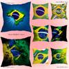 Estetyczna poszewka na poduszkę z flagą Brazylii Pluszowy materiał Miękka poszewka na poduszkę Dwustronny nadruk Pokrowiec na poduszkę do sofy Rzut