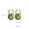 Stainless steel 18K gold colored natural stone earrings, Guofeng new Chinese round earrings, ear buckle ear jewelry
