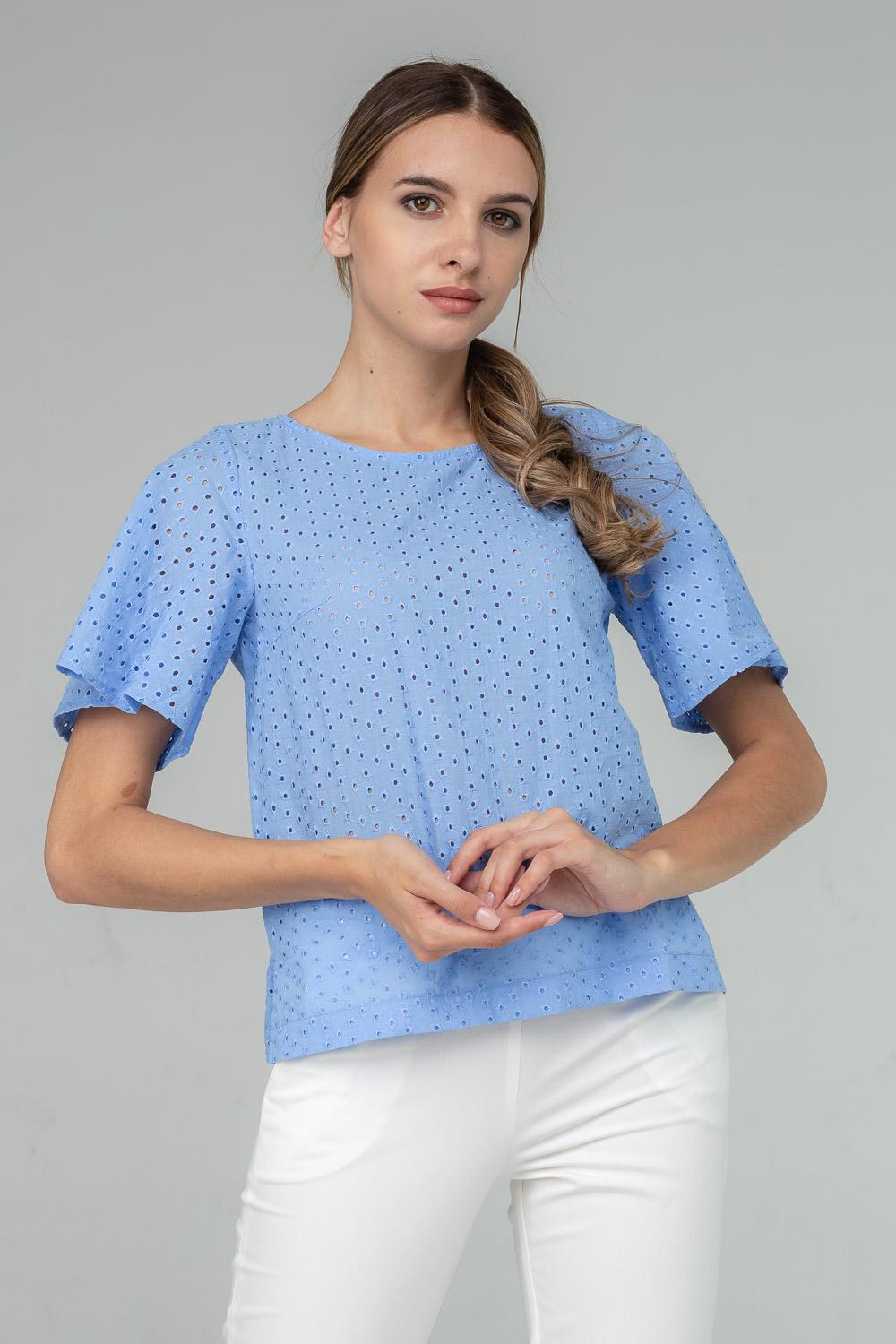 

Вільна блуза з коротким рукавом 44 синій