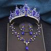 3Pcs Princess Crown Bridal Jewelry Sets for Women Tiaras and Flower Choker Necklace Earrings Wedding Dress Bride Jewelry Set