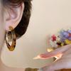 Acetic Acid Leopard Print Earrings Vintage C-shaped Earring Set Sweet Acetate Hoop Earrings  Girls