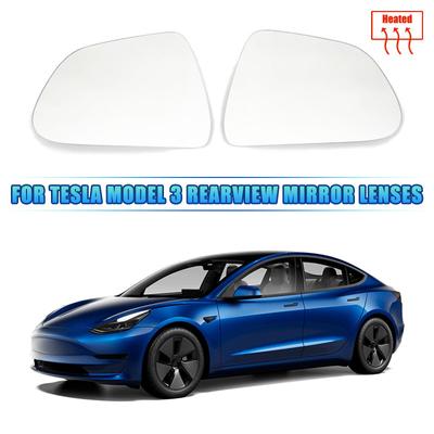 2 Peças Espelho Grande Angular para Carro Aquecido à Prova d'Água Anti-reflexo Visão Ampla Lente de Espelho Retrovisor para Tesla Model 3 Acessório para Carro