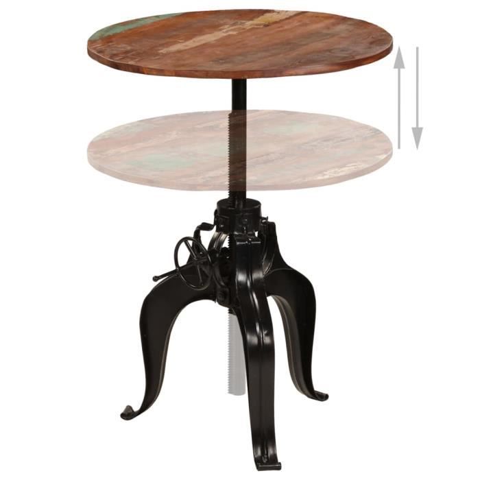 VidaXL Table de bar Bois de récupération massif 75 x (76-110) cm