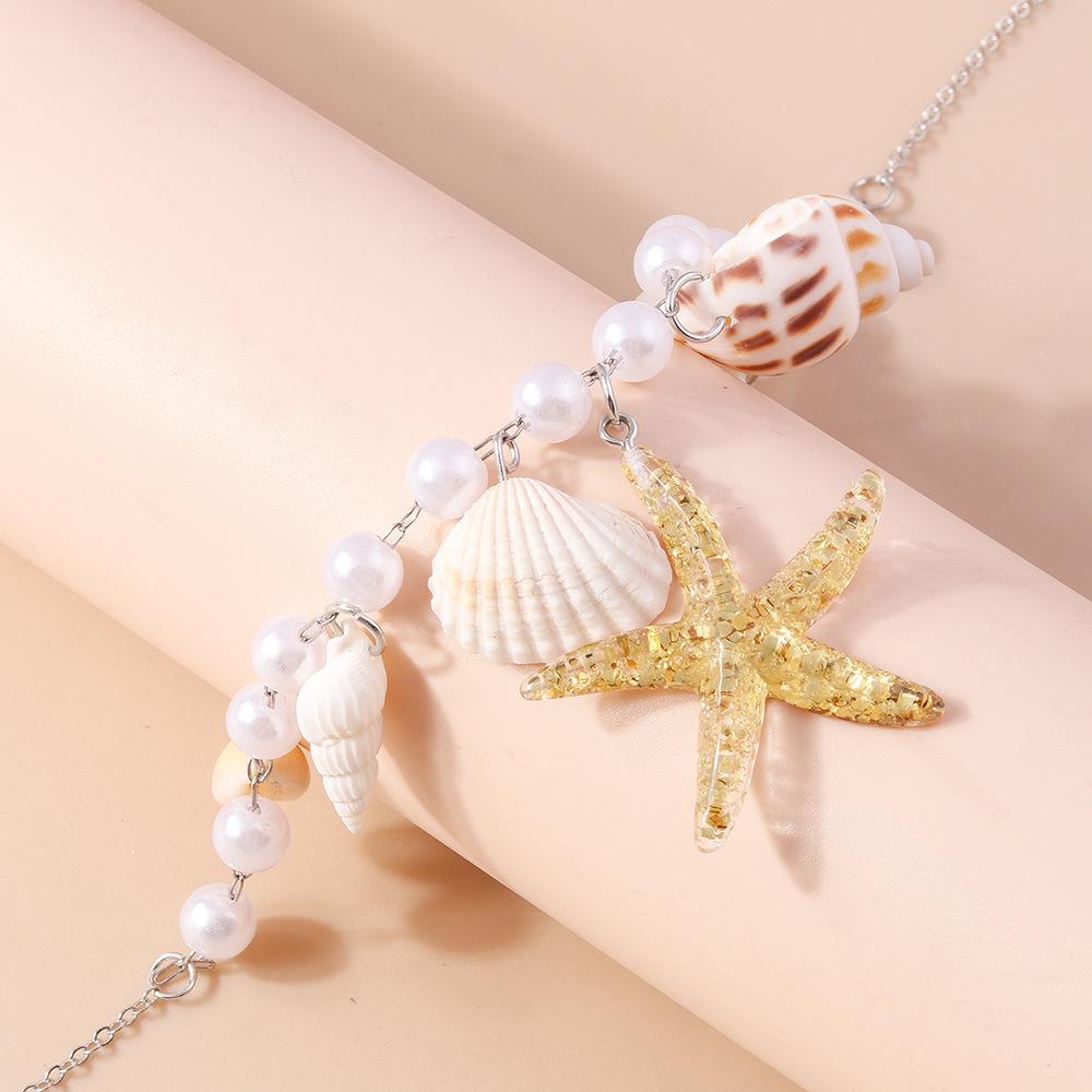 European and American Jewelry Pearl Conch Starfish Necklace Fresh and Simple Beach Collarbone Chain Jewelry