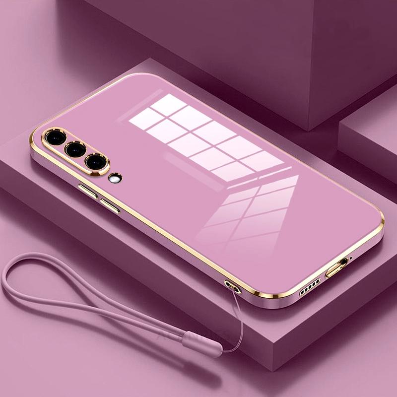 

For Samsung Galaxy A 50 70 30s Plating Lanyard Silicone Case A50 A70 A30s A7 A20s A20 A30 A21s A31 A51 4g Back Cover A50