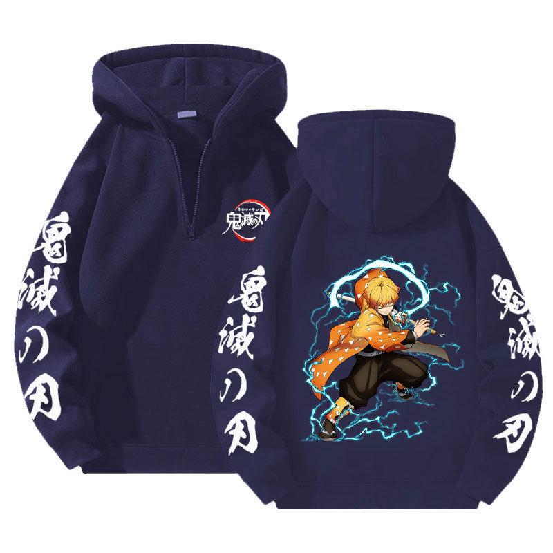 Demon Slayer Harajuku Anime Hoodies Men Kawaii Manga Graphic Zipper Coats Kimetsu No Yaiba Cartoon Printed Streetwear Sweatshirts Unisex Pullover Tops