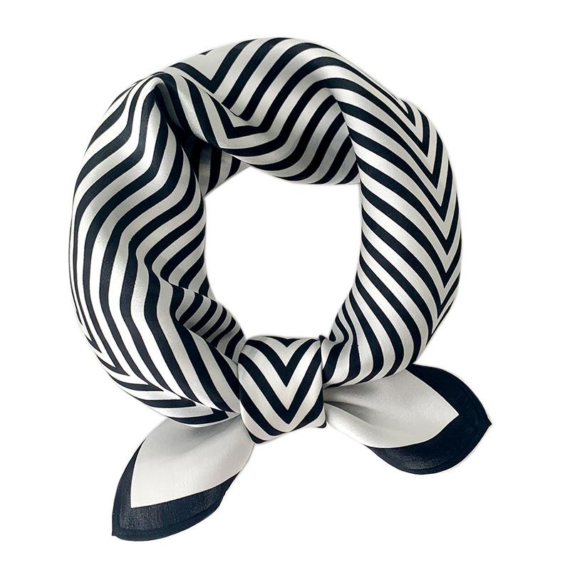 South Korea's new mulberry silk small square scarf women's spring summer stripes thin decorative scarf silk scarf shawl wholesale silk