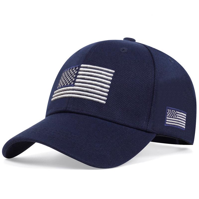 Hats New Embroidered American Flags Baseball Caps Men's and Women's Big Head Circumference Hard Top Mao Green Sunshade Cap Tide