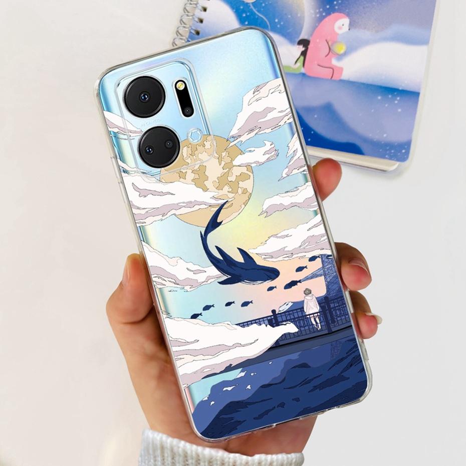 For Honor X7a Fashion Dragon Metal Style Pattern Silicone Cases Cover For HonorX7a X 7A 4G RKY-LX1 LX2 LX3 Soft TPU Phone Case
