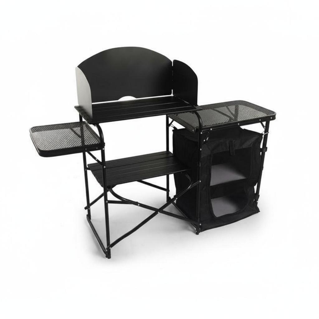 Folding Camp Table with Storage Multi-Functional Aluminum Outdoor Cooking