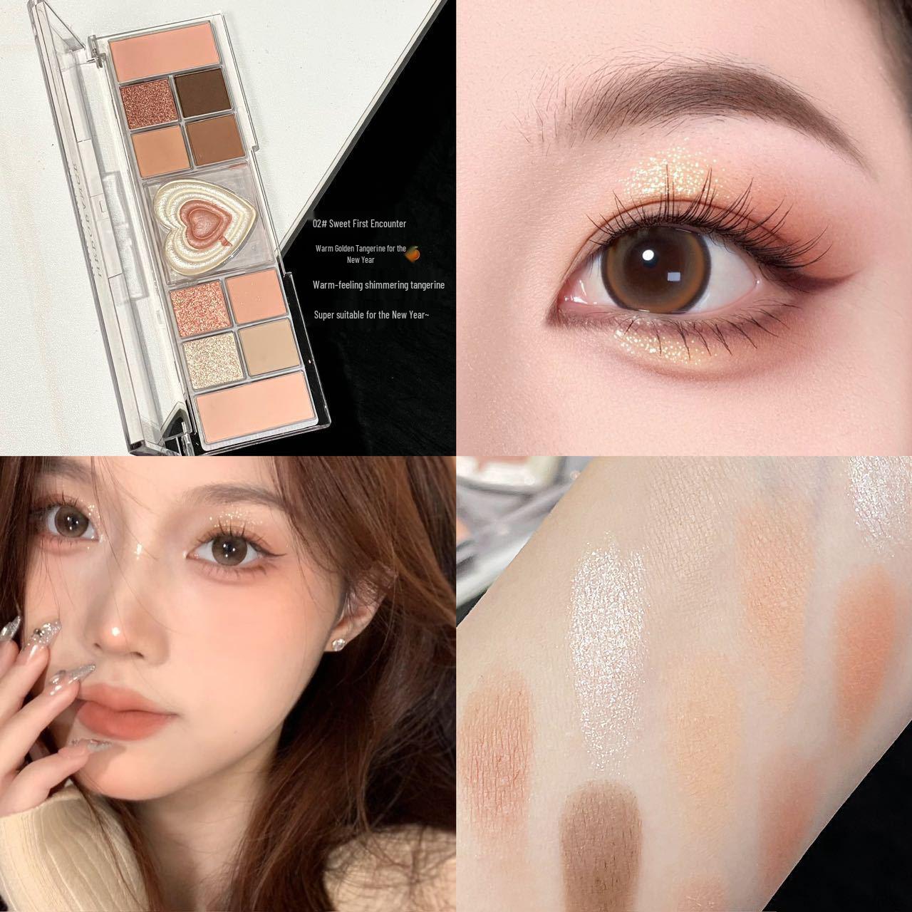 HERORANGE 12-Color Heart-Fluttering Eyeshadow Palette: Shimmer, Matte, Glitter & Earth Tones for Daily Beauty. 12g