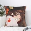 Hutao Cute Waifu Pillowcase Printed Polyester Cushion Cover Decorative Cute Genshin Game Otaku Throw Pillow Case Cover Square