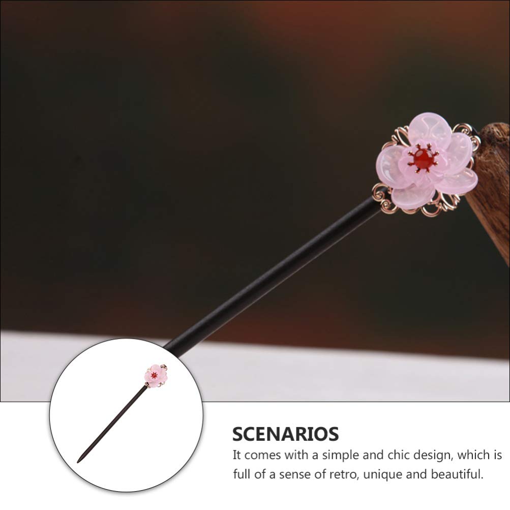 FRCOLOR Wooden Hairpin, Floral Pattern, Single Hairpin, Japanese Style Accessory, Hair Clip, Hair Ornament for Coming-of-Age Ceremony, Kimono,