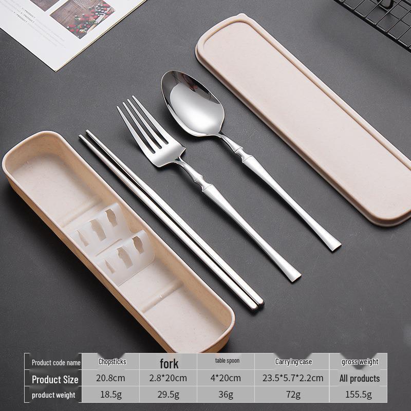 Slim Waist Portable Stainless Steel Cutlery Set: Spoon, Fork, Chopsticks - Japanese Tableware for Students