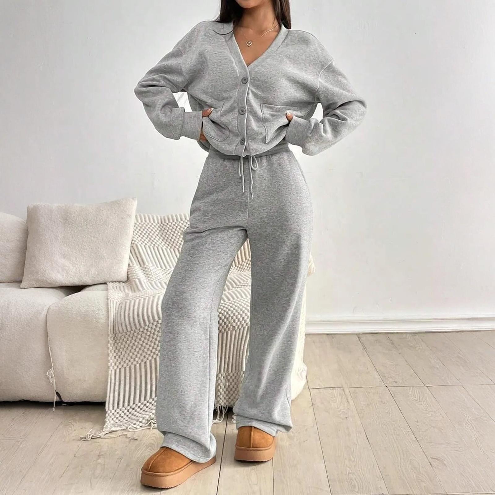 

Two Piece Sets For Women Casual Loose Long Sleeve Shirts And High Waisted Drawstring Shorts Tracksuit Fall Outfits XL