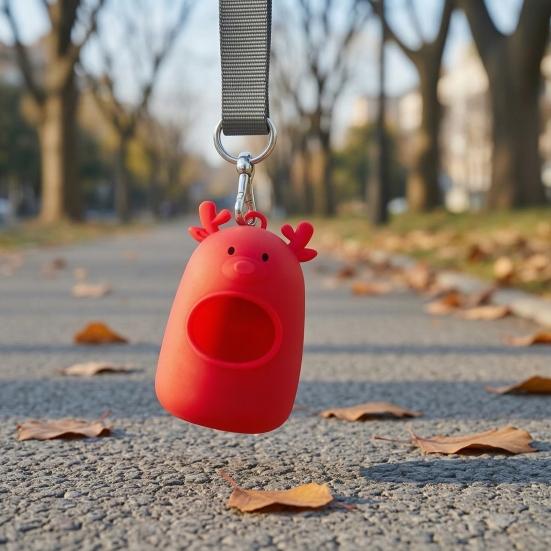 Dog Poop Bag Dispenser, Silicone Dog Waste Bag Holder with Carabiner, Portable Cute Elk Poop Bag Holder for Dogs Cats