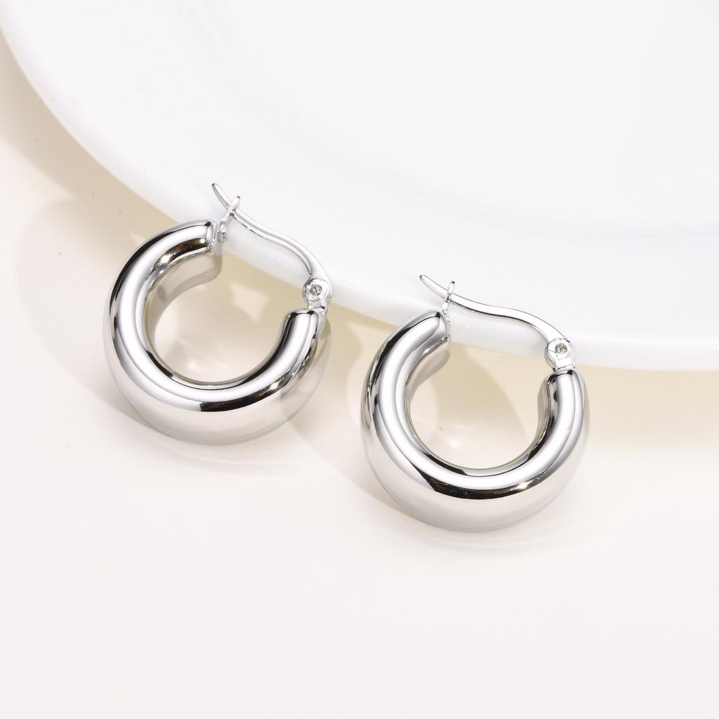 Women Dainty Hoop Huggie Earrings, Anti Allergy Stainless Steel Stud Earrings, Chic Birthday Party Fashion Jewelry To Mom Girls