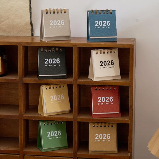 2026 Mini Stolní kalendář leden 2026-prosinec 2026 12měsíční plánovač Malý stojací překlápěcí kalendář s dvojitou drátovou vazbou pro domácí kancelář