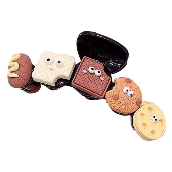 Haarklammer für Damen, Cartoon-Keks-Dekor, rutschfeste Zähne, starker Halt, Haarspange, große Haarklammer für den Hinterkopf