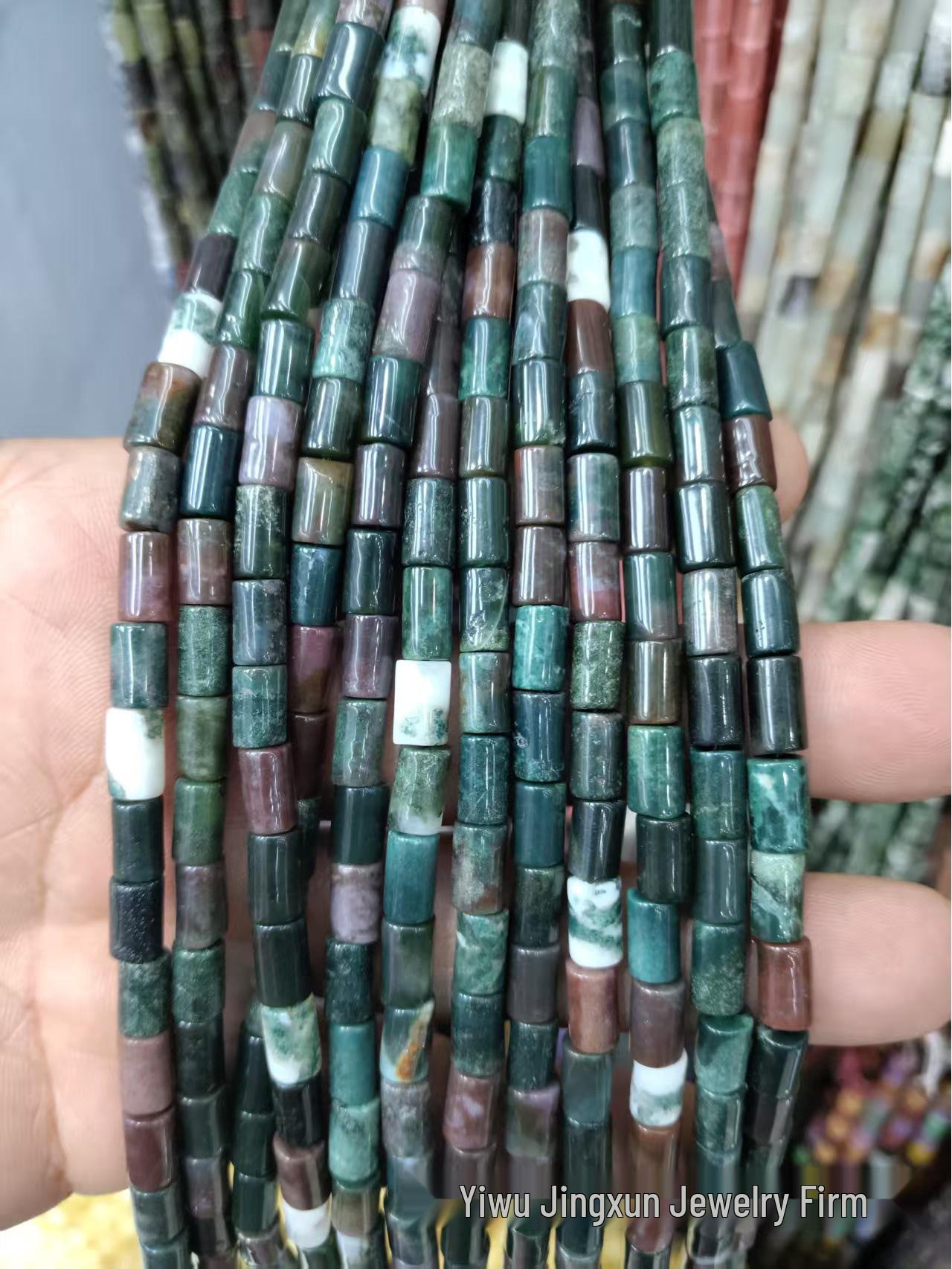 

5x8mm Natural Agate Crystal Spacer Tube Beads - Round Barrel Handmade DIY Loose Beading Jewelry Accessories Approx. 47 beads per 5x8mm strand