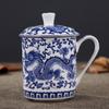 Jingdezhen Bone China Ceramic Large Cups with Cover Drinkware Porcelain Mug Meeting Gift Office Mug About 500ml
