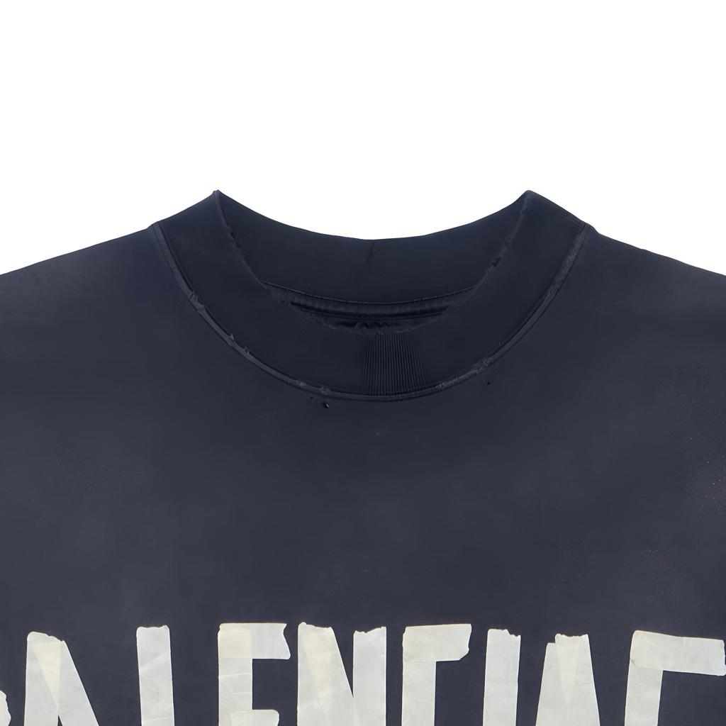Balenciaga T-shirt da uomo a manica corta, vestibilità media, tipo nastro, nero sbiadito 739784TOVA91055