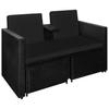 vidaXL 3-tlg. Garten-Lounge-Set mit Auflagen Poly Rattan Schwarz